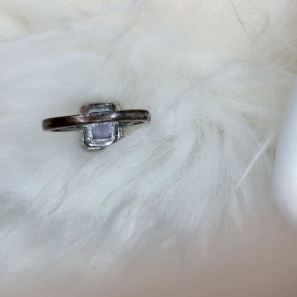Silver & amethyst stone with rhinestone embellishments sz 8 - Picture 6 of 6
